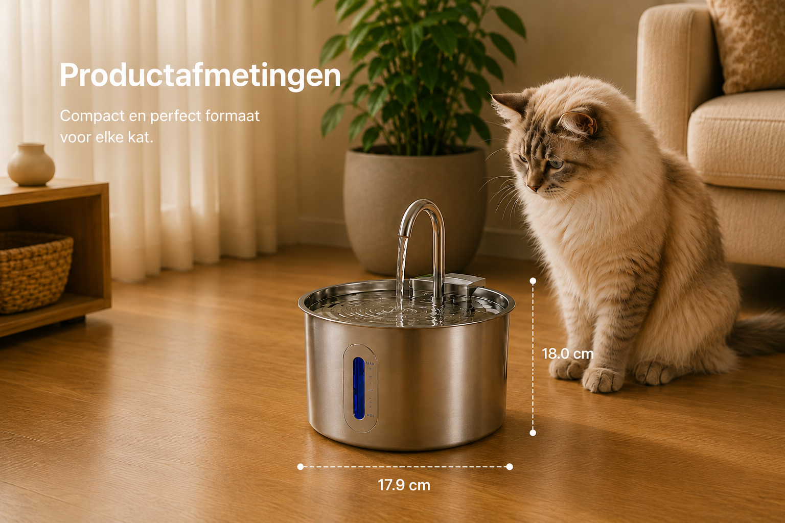 CatFlow Luna RVS Drinkfontein